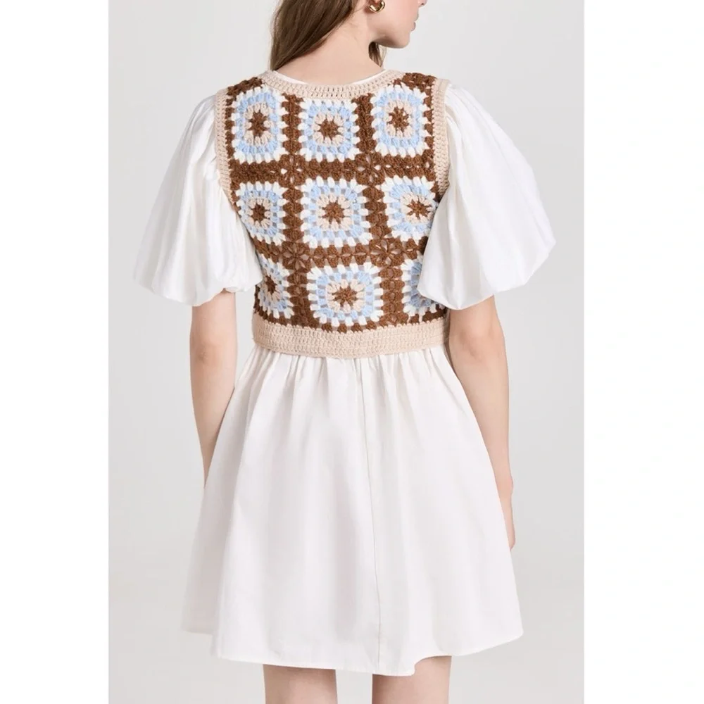 Women’s New En Saison Evie Mixed Media Mini Dress Size M MSRP $160 - Picture 2 of 9